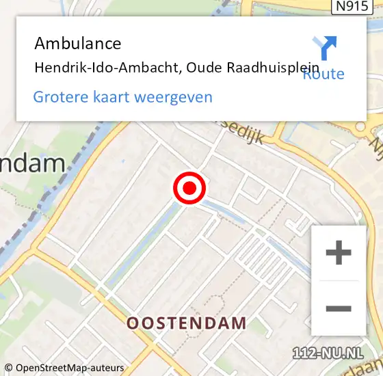 Locatie op kaart van de 112 melding: Ambulance Hendrik-Ido-Ambacht, Oude Raadhuisplein op 3 oktober 2017 10:21