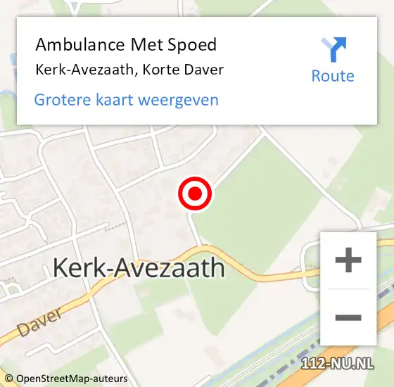 Locatie op kaart van de 112 melding: Ambulance Met Spoed Naar Kerk-Avezaath, Korte Daver op 3 oktober 2017 11:17