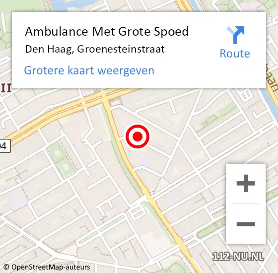 Locatie op kaart van de 112 melding: Ambulance Met Grote Spoed Naar Den Haag, Groenesteinstraat op 3 oktober 2017 11:38