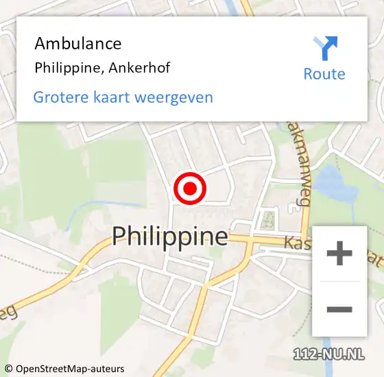 Locatie op kaart van de 112 melding: Ambulance Philippine, Ankerhof op 3 oktober 2017 12:25