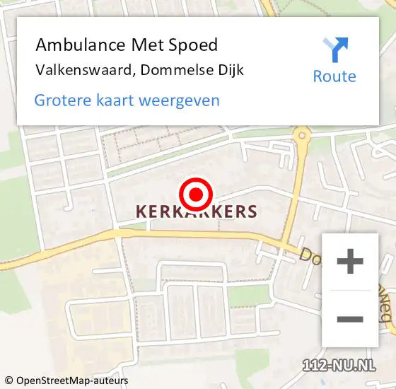 Locatie op kaart van de 112 melding: Ambulance Met Spoed Naar Valkenswaard, Dommelse Dijk op 3 oktober 2017 12:31