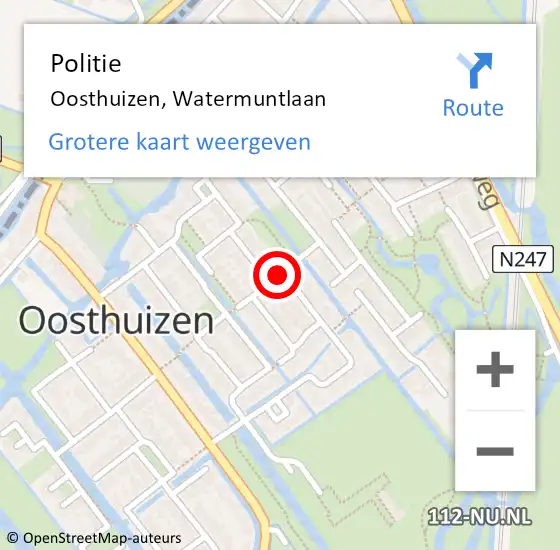 Locatie op kaart van de 112 melding: Politie Oosthuizen, Watermuntlaan op 3 oktober 2017 12:51