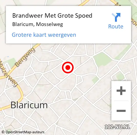 Locatie op kaart van de 112 melding: Brandweer Met Grote Spoed Naar Blaricum, Mosselweg op 3 oktober 2017 13:10