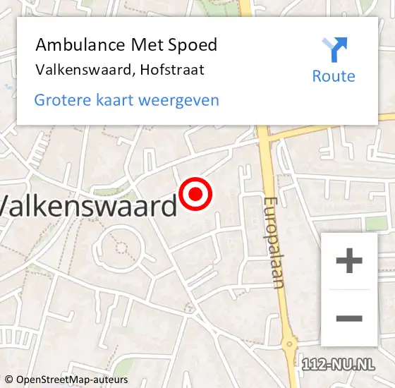 Locatie op kaart van de 112 melding: Ambulance Met Spoed Naar Valkenswaard, Hofstraat op 3 oktober 2017 13:16