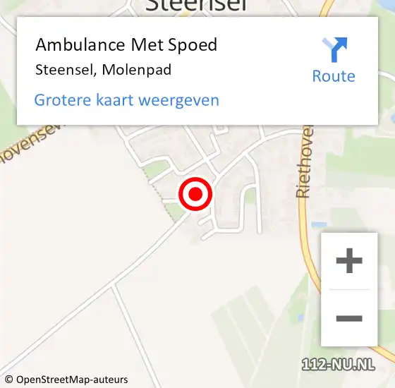 Locatie op kaart van de 112 melding: Ambulance Met Spoed Naar Steensel, Molenpad op 3 oktober 2017 13:22