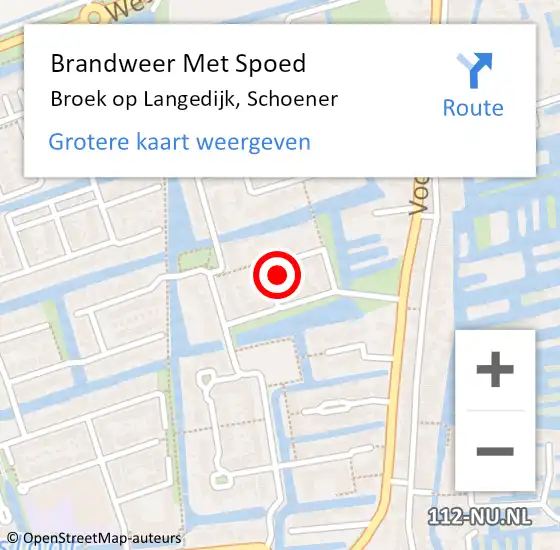 Locatie op kaart van de 112 melding: Brandweer Met Spoed Naar Broek op Langedijk, Schoener op 3 oktober 2017 13:28