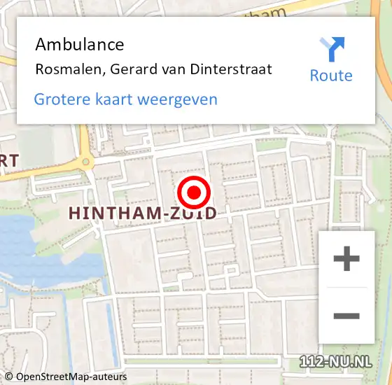 Locatie op kaart van de 112 melding: Ambulance Rosmalen, Gerard van Dinterstraat op 3 oktober 2017 14:03