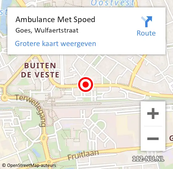 Locatie op kaart van de 112 melding: Ambulance Met Spoed Naar Goes, Wulfaertstraat op 3 oktober 2017 14:36