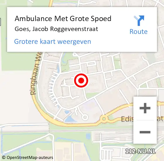 Locatie op kaart van de 112 melding: Ambulance Met Grote Spoed Naar Goes, Jacob Roggeveenstraat op 3 oktober 2017 14:41