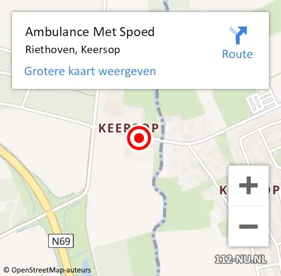 Locatie op kaart van de 112 melding: Ambulance Met Spoed Naar Riethoven, Keersop op 3 oktober 2017 15:41