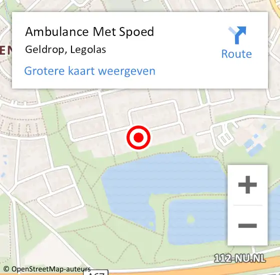 Locatie op kaart van de 112 melding: Ambulance Met Spoed Naar Geldrop, Legolas op 3 oktober 2017 16:35