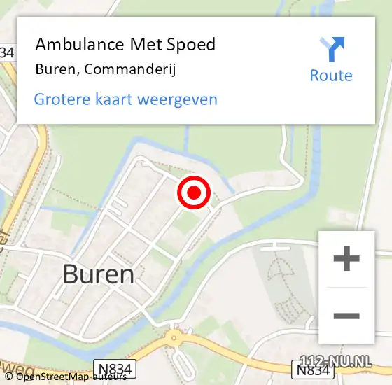 Locatie op kaart van de 112 melding: Ambulance Met Spoed Naar Buren, Commanderij op 3 oktober 2017 16:41