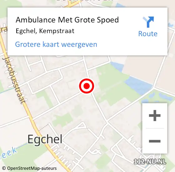 Locatie op kaart van de 112 melding: Ambulance Met Grote Spoed Naar Egchel, Kempstraat op 3 februari 2014 09:09