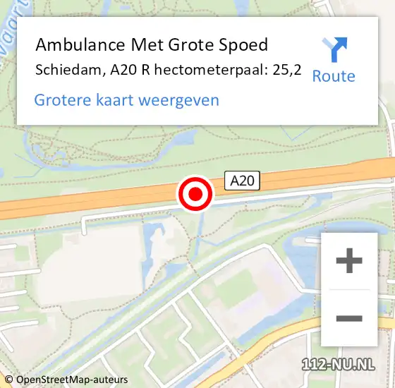 Locatie op kaart van de 112 melding: Ambulance Met Grote Spoed Naar Schiedam, A20 R op 3 oktober 2017 18:09