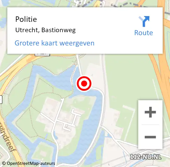 Locatie op kaart van de 112 melding: Politie Utrecht, Bastionweg op 3 oktober 2017 18:39