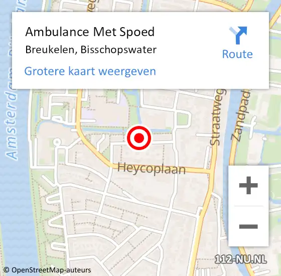 Locatie op kaart van de 112 melding: Ambulance Met Spoed Naar Breukelen, Bisschopswater op 3 oktober 2017 19:05