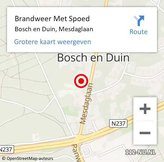 Locatie op kaart van de 112 melding: Brandweer Met Spoed Naar Bosch en Duin, Mesdaglaan op 3 oktober 2017 19:19