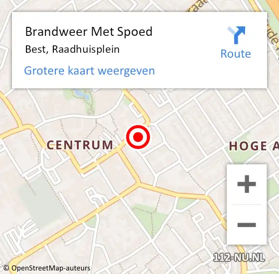 Locatie op kaart van de 112 melding: Brandweer Met Spoed Naar Best, Raadhuisplein op 3 oktober 2017 19:29