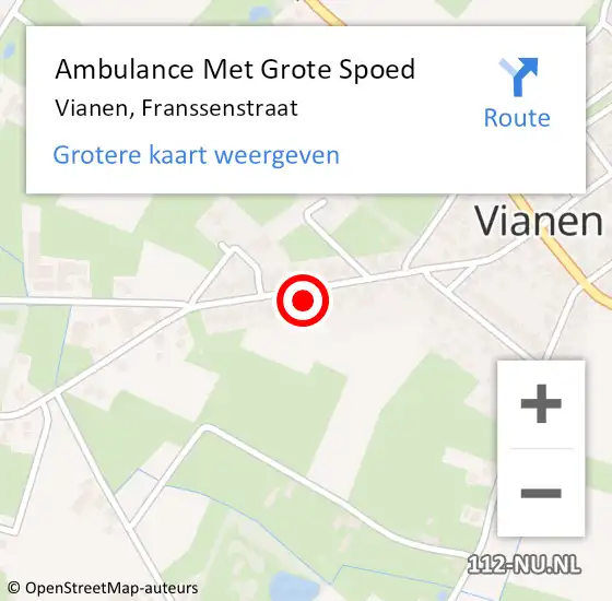 Locatie op kaart van de 112 melding: Ambulance Met Grote Spoed Naar Vianen, Franssenstraat op 3 oktober 2017 19:30