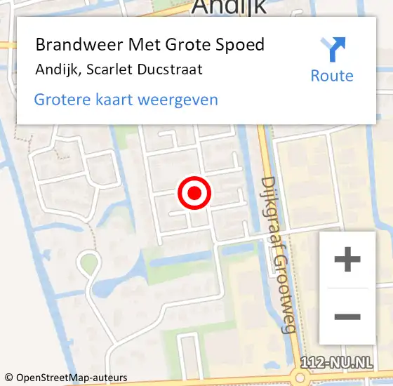 Locatie op kaart van de 112 melding: Brandweer Met Grote Spoed Naar Andijk, Scarlet Ducstraat op 3 oktober 2017 20:25