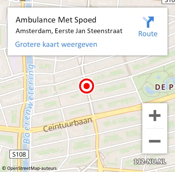 Locatie op kaart van de 112 melding: Ambulance Met Spoed Naar Amsterdam, Eerste Jan Steenstraat op 3 oktober 2017 21:51