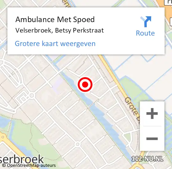 Locatie op kaart van de 112 melding: Ambulance Met Spoed Naar Velserbroek, Betsy Perkstraat op 3 oktober 2017 22:28