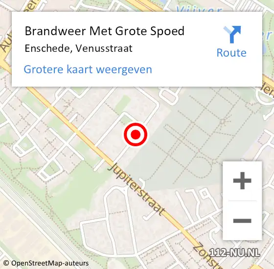 Locatie op kaart van de 112 melding: Brandweer Met Grote Spoed Naar Enschede, Venusstraat op 3 oktober 2017 22:28