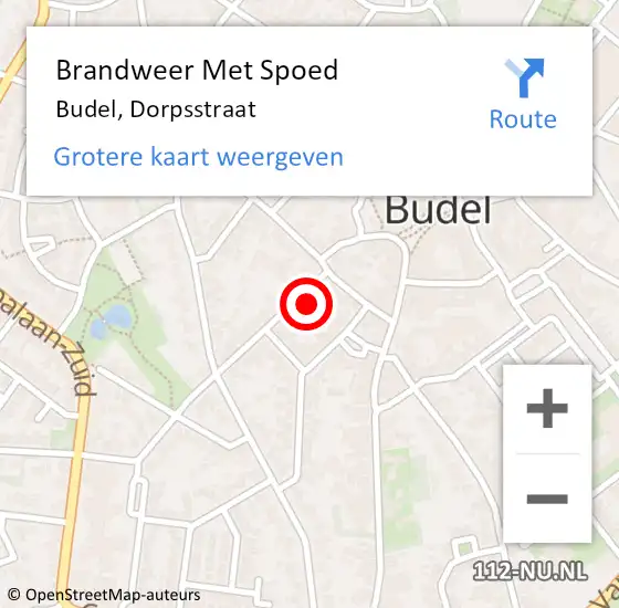 Locatie op kaart van de 112 melding: Brandweer Met Spoed Naar Budel, Dorpsstraat op 3 oktober 2017 22:47