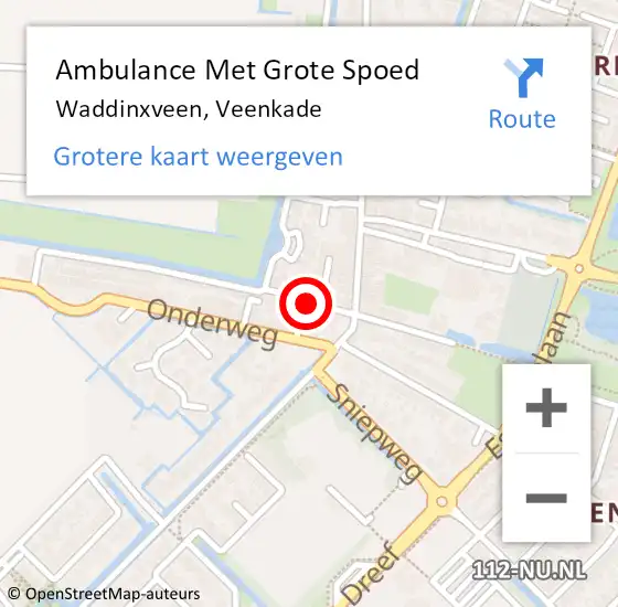 Locatie op kaart van de 112 melding: Ambulance Met Grote Spoed Naar Waddinxveen, Veenkade op 3 oktober 2017 22:48