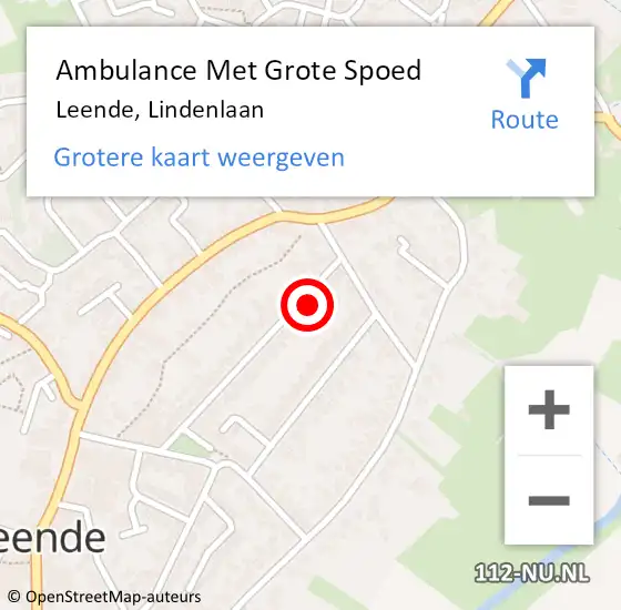 Locatie op kaart van de 112 melding: Ambulance Met Grote Spoed Naar Leende, Lindenlaan op 3 oktober 2017 23:51