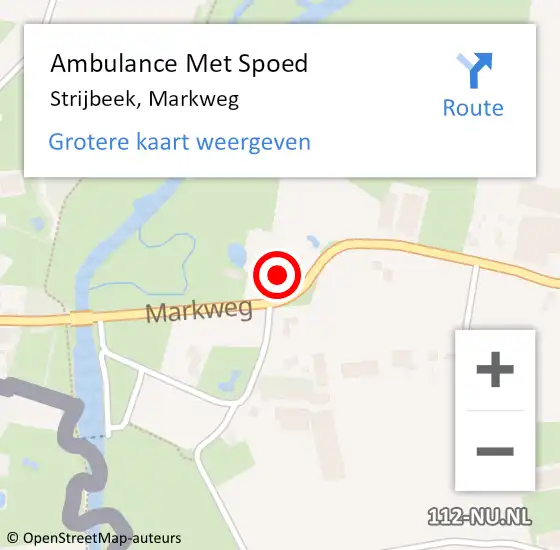 Locatie op kaart van de 112 melding: Ambulance Met Spoed Naar Strijbeek, Markweg op 4 oktober 2017 02:04