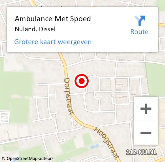 Locatie op kaart van de 112 melding: Ambulance Met Spoed Naar Nuland, Dissel op 4 oktober 2017 03:05