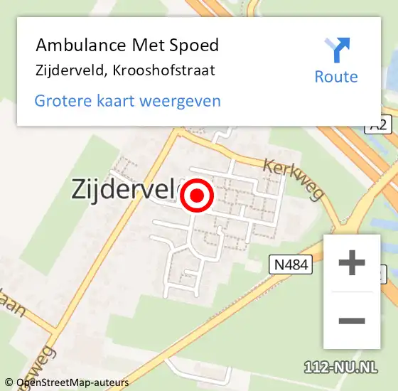 Locatie op kaart van de 112 melding: Ambulance Met Spoed Naar Zijderveld, Krooshofstraat op 4 oktober 2017 05:09