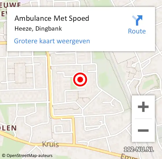 Locatie op kaart van de 112 melding: Ambulance Met Spoed Naar Heeze, Dingbank op 4 oktober 2017 05:18