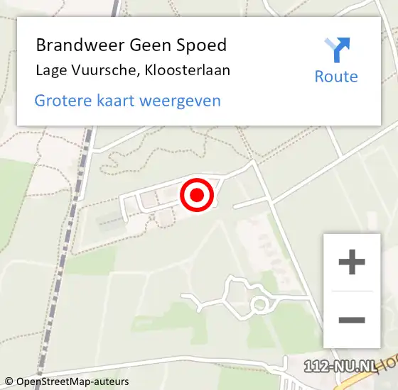 Locatie op kaart van de 112 melding: Brandweer Geen Spoed Naar Lage Vuursche, Kloosterlaan op 4 oktober 2017 06:18