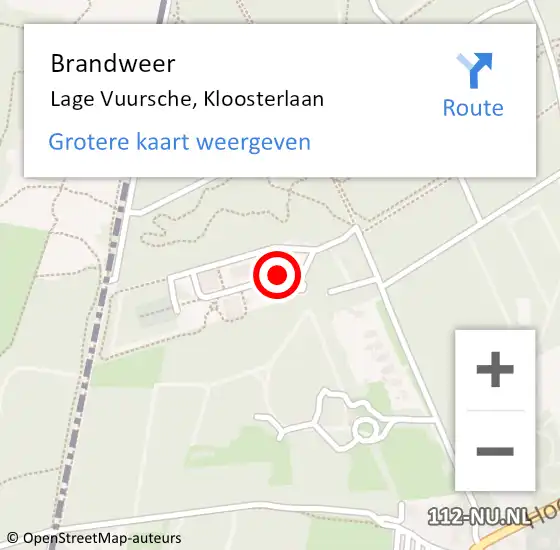 Locatie op kaart van de 112 melding: Brandweer Lage Vuursche, Kloosterlaan op 4 oktober 2017 06:19