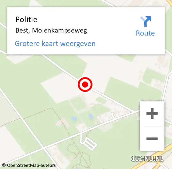 Locatie op kaart van de 112 melding: Politie Best, Molenkampseweg op 4 oktober 2017 06:31