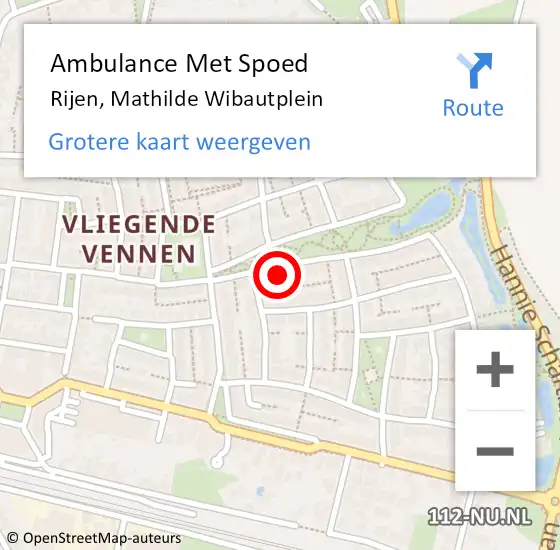 Locatie op kaart van de 112 melding: Ambulance Met Spoed Naar Rijen, Mathilde Wibautplein op 4 oktober 2017 08:00