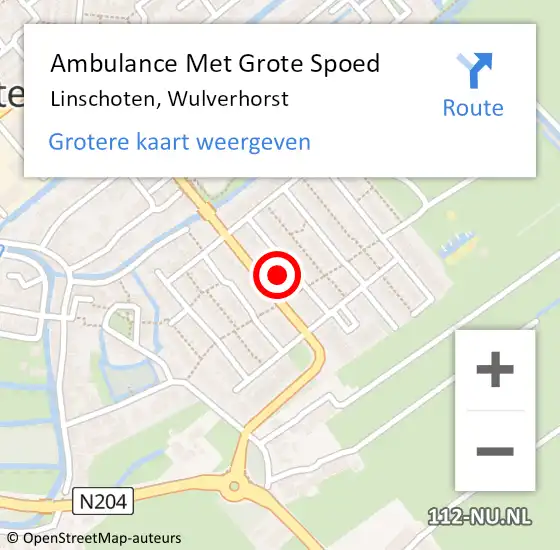 Locatie op kaart van de 112 melding: Ambulance Met Grote Spoed Naar Linschoten, Wulverhorst op 4 oktober 2017 08:09