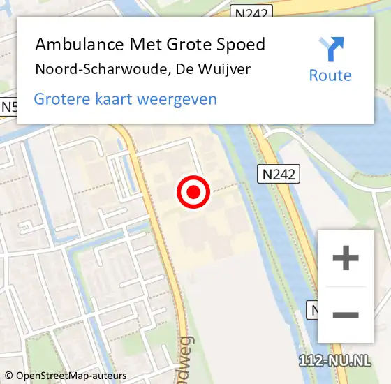 Locatie op kaart van de 112 melding: Ambulance Met Grote Spoed Naar Noord-Scharwoude, De Wuijver op 4 oktober 2017 08:15