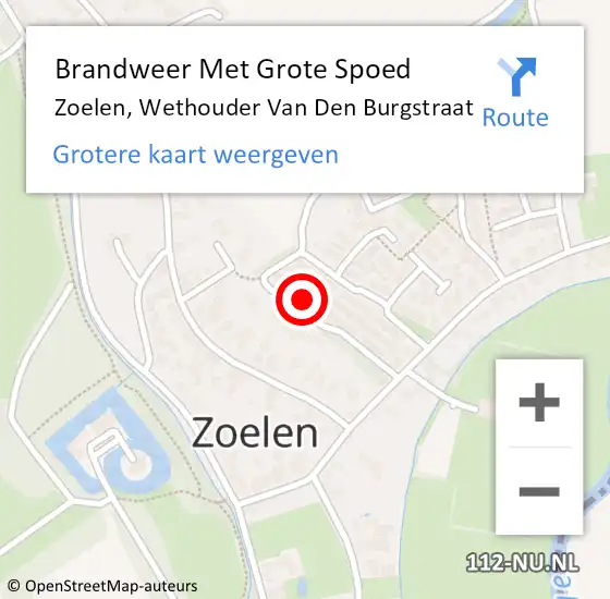 Locatie op kaart van de 112 melding: Brandweer Met Grote Spoed Naar Zoelen, Wethouder Van Den Burgstraat op 4 oktober 2017 08:24