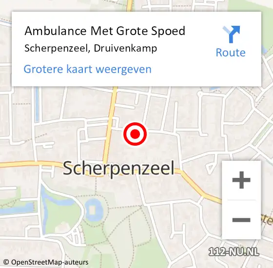 Locatie op kaart van de 112 melding: Ambulance Met Grote Spoed Naar Scherpenzeel, Druivenkamp op 4 oktober 2017 08:31