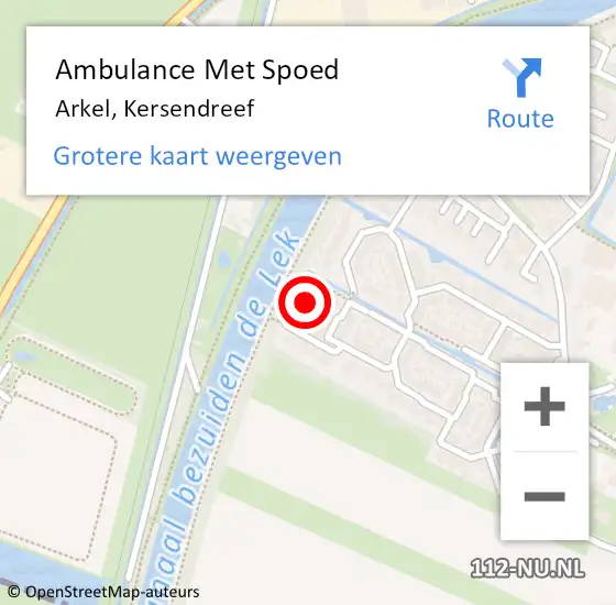 Locatie op kaart van de 112 melding: Ambulance Met Spoed Naar Arkel, Kersendreef op 4 oktober 2017 09:08