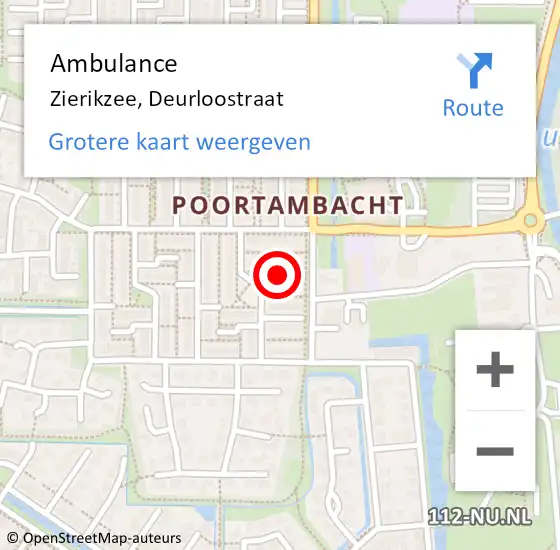 Locatie op kaart van de 112 melding: Ambulance Zierikzee, Deurloostraat op 4 oktober 2017 09:19