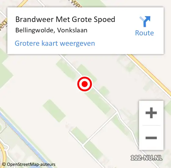 Locatie op kaart van de 112 melding: Brandweer Met Grote Spoed Naar Bellingwolde, Vonkslaan op 4 oktober 2017 09:45