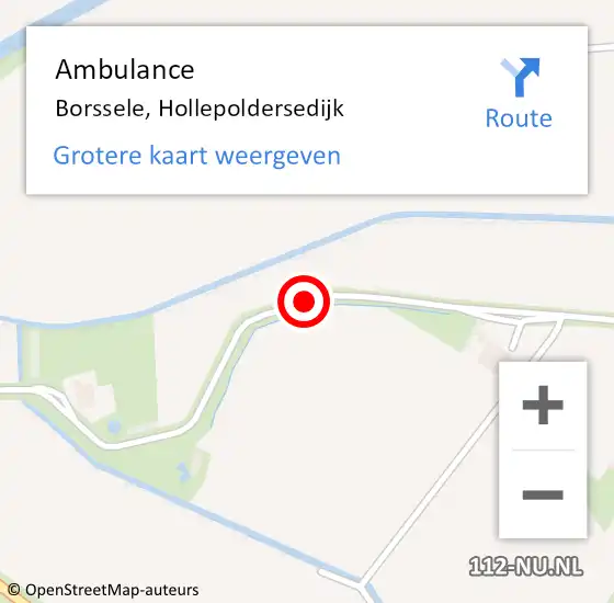 Locatie op kaart van de 112 melding: Ambulance Borssele, Hollepoldersedijk op 4 oktober 2017 10:00