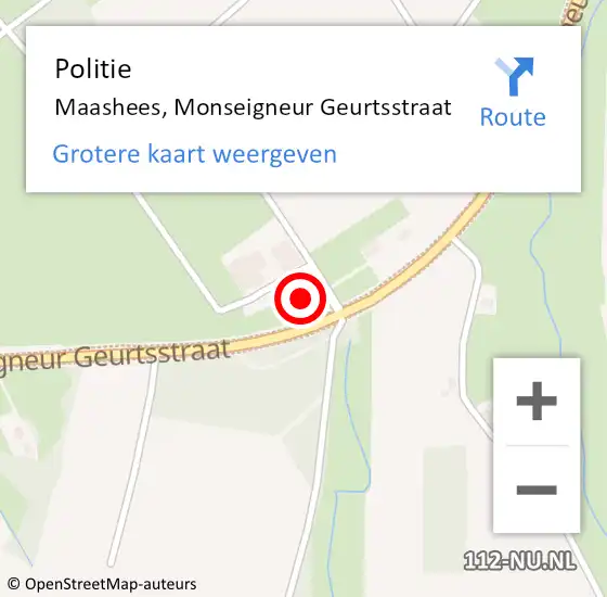 Locatie op kaart van de 112 melding: Politie Maashees, Monseigneur Geurtsstraat op 3 februari 2014 09:58