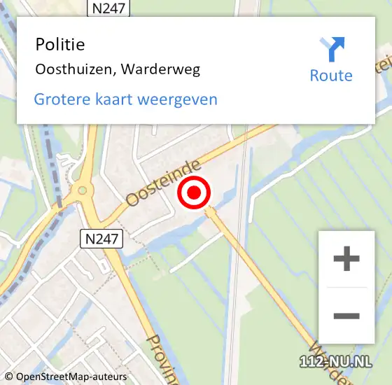 Locatie op kaart van de 112 melding: Politie Oosthuizen, Warderweg op 4 oktober 2017 10:42