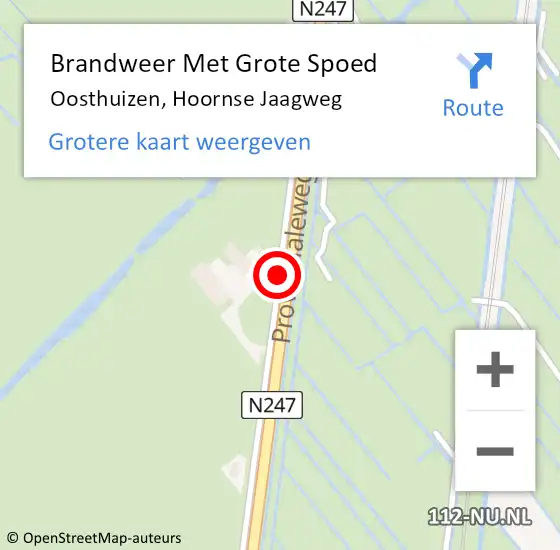 Locatie op kaart van de 112 melding: Brandweer Met Grote Spoed Naar Oosthuizen, Hoornse Jaagweg op 4 oktober 2017 10:48