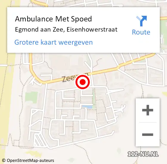 Locatie op kaart van de 112 melding: Ambulance Met Spoed Naar Egmond aan Zee, Eisenhowerstraat op 4 oktober 2017 12:28